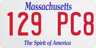 MA license plate 129PC8