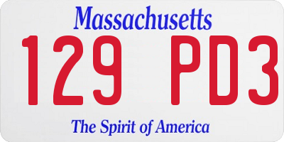 MA license plate 129PD3