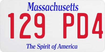 MA license plate 129PD4