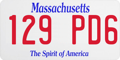 MA license plate 129PD6