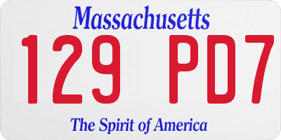 MA license plate 129PD7