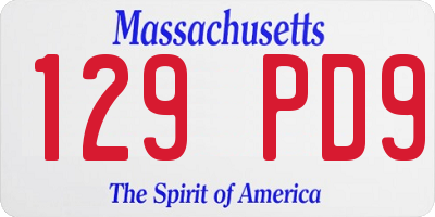 MA license plate 129PD9