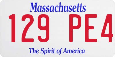 MA license plate 129PE4