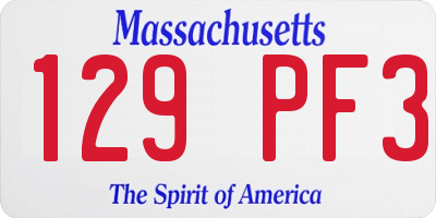 MA license plate 129PF3