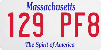 MA license plate 129PF8