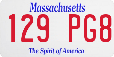 MA license plate 129PG8