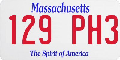 MA license plate 129PH3
