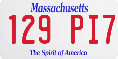 MA license plate 129PI7