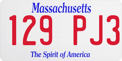 MA license plate 129PJ3