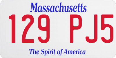 MA license plate 129PJ5