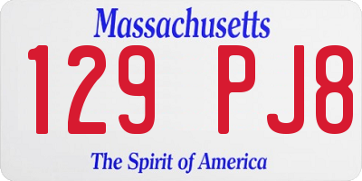 MA license plate 129PJ8