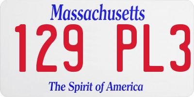 MA license plate 129PL3