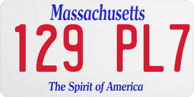 MA license plate 129PL7