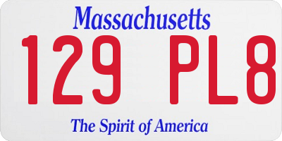 MA license plate 129PL8