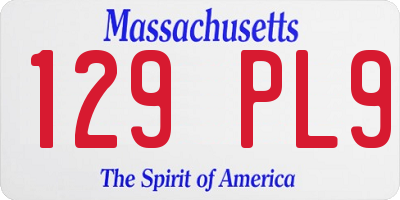 MA license plate 129PL9