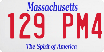 MA license plate 129PM4
