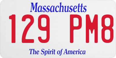 MA license plate 129PM8