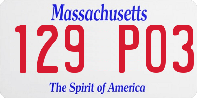 MA license plate 129PO3