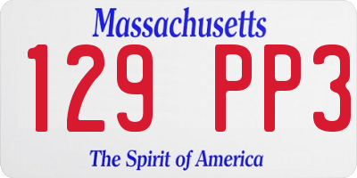 MA license plate 129PP3