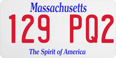 MA license plate 129PQ2