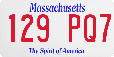 MA license plate 129PQ7