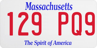 MA license plate 129PQ9