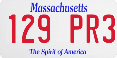 MA license plate 129PR3