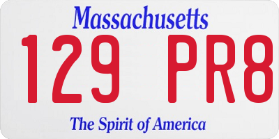 MA license plate 129PR8