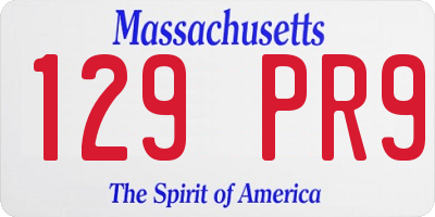 MA license plate 129PR9
