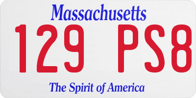 MA license plate 129PS8