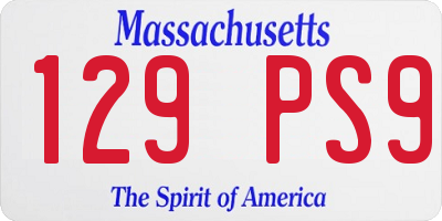 MA license plate 129PS9