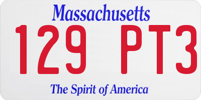 MA license plate 129PT3