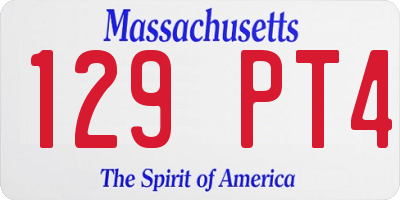 MA license plate 129PT4