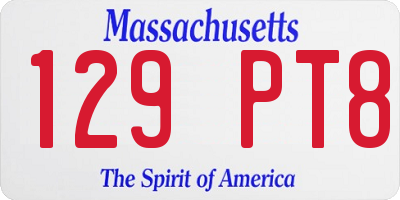 MA license plate 129PT8