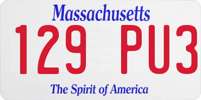 MA license plate 129PU3
