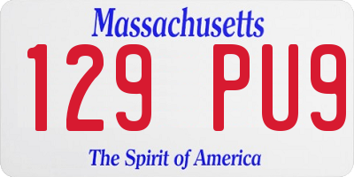 MA license plate 129PU9