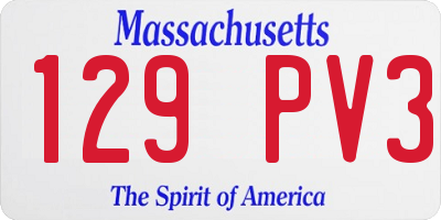 MA license plate 129PV3