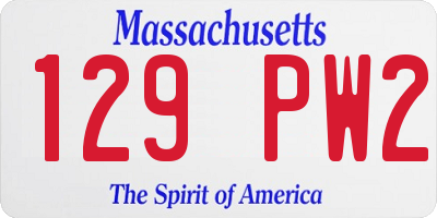 MA license plate 129PW2