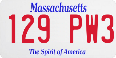 MA license plate 129PW3