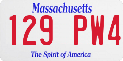 MA license plate 129PW4