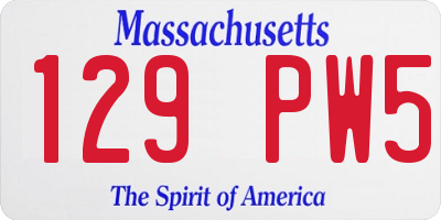 MA license plate 129PW5