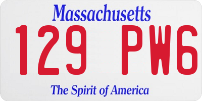 MA license plate 129PW6