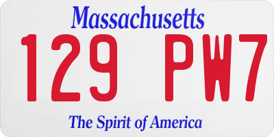 MA license plate 129PW7