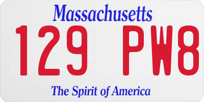 MA license plate 129PW8