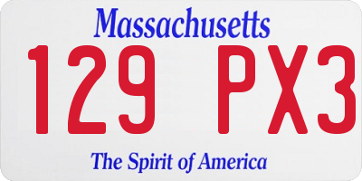 MA license plate 129PX3