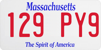 MA license plate 129PY9
