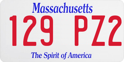 MA license plate 129PZ2