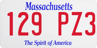 MA license plate 129PZ3