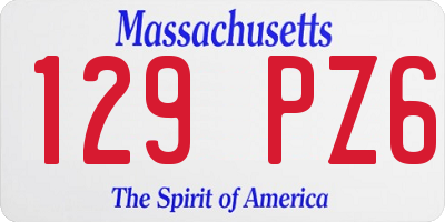 MA license plate 129PZ6