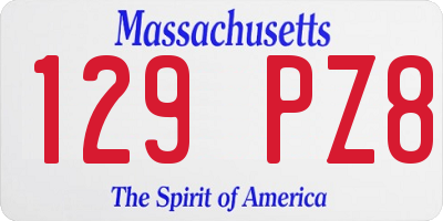 MA license plate 129PZ8